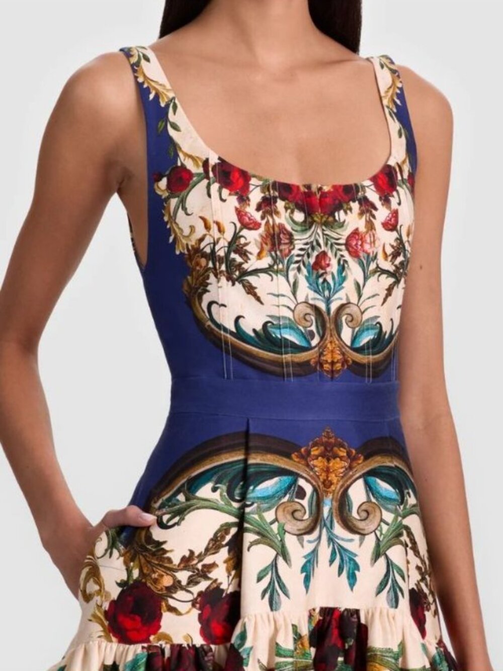 Alice + Olivia Diana Gilded Rose Structured Midi Dress 10 NWT $660 - Picture 2 of 11
